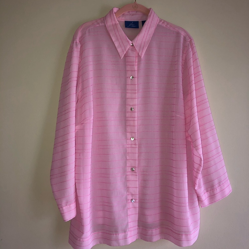 JH Collectible Women’s plus long sleeve pinkblouse